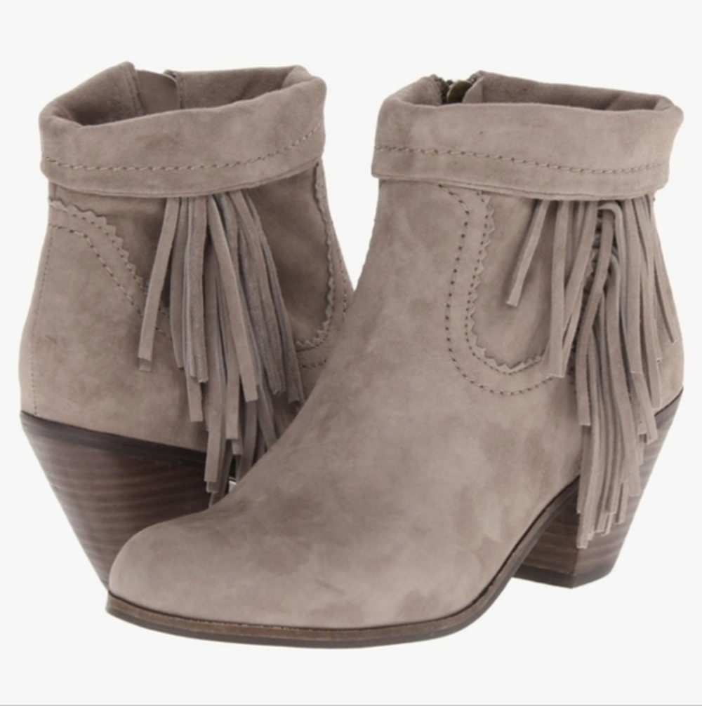 Sam Edelman Women's Louie Western Fringe Boot Tan Size 6 Suede‎ Leather Festival